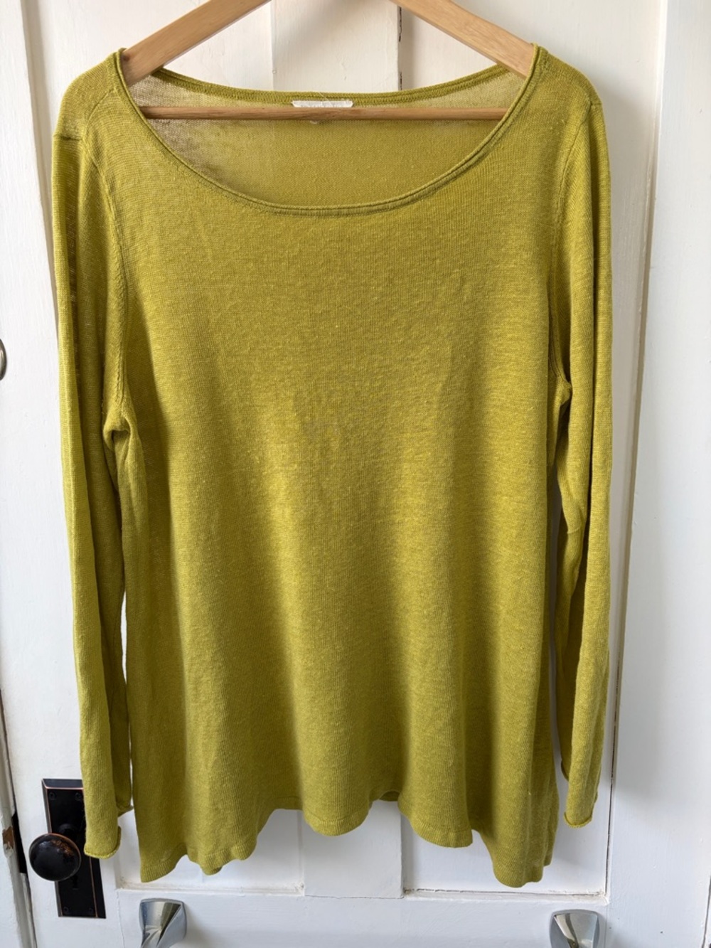 Eileen Fisher XL Apple green asymmetrical light sweater